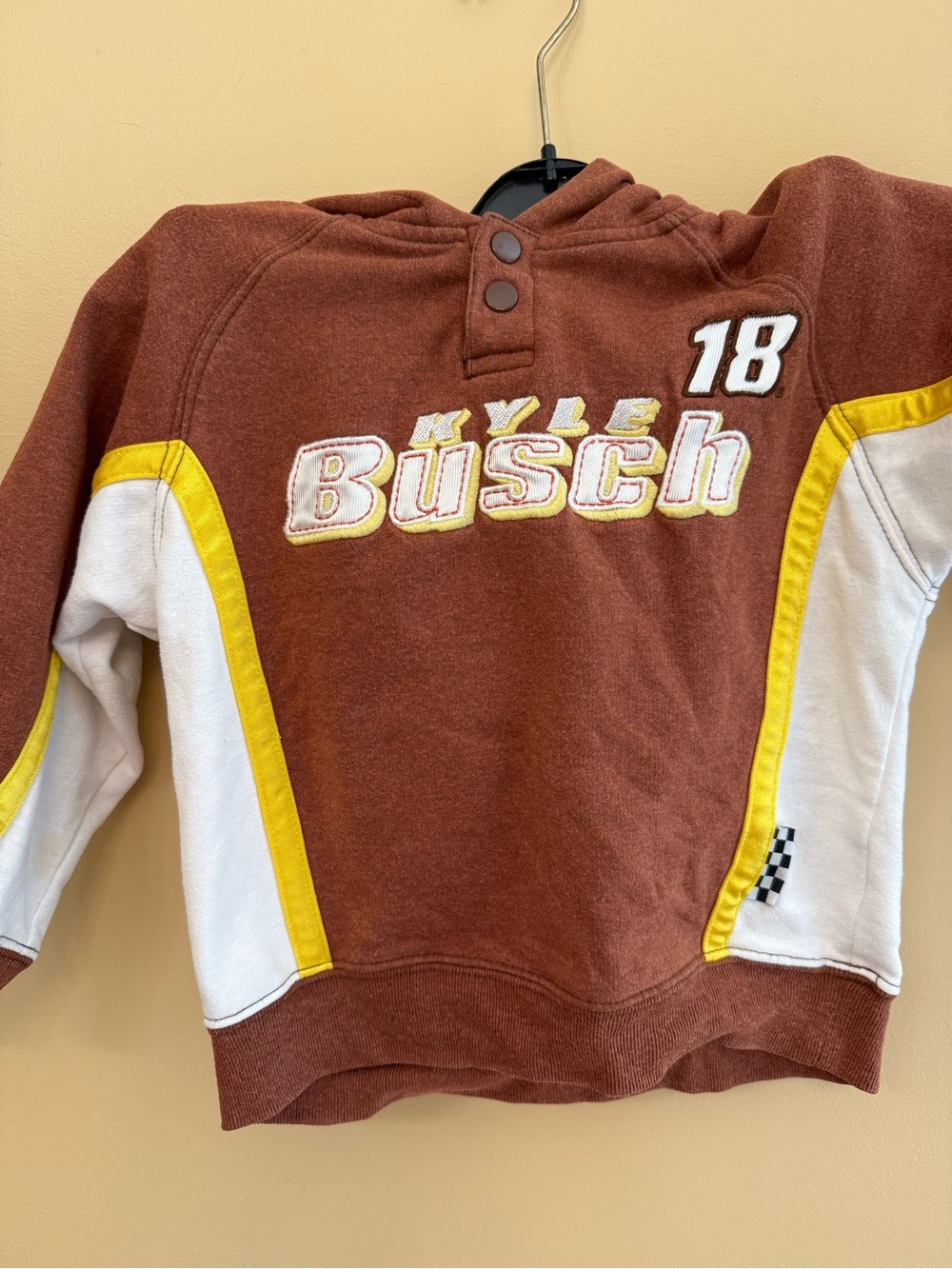 Nascar Kyle Busch Brown White & Yellow Kids Hoodie